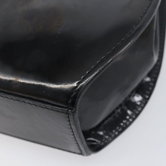 Cartier PANTHERE Hand Bag Patent Leather Black Gold Auth bs37451