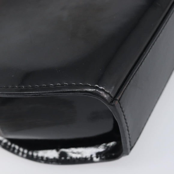 Cartier PANTHERE Hand Bag Patent Leather Black Gold Auth bs37451