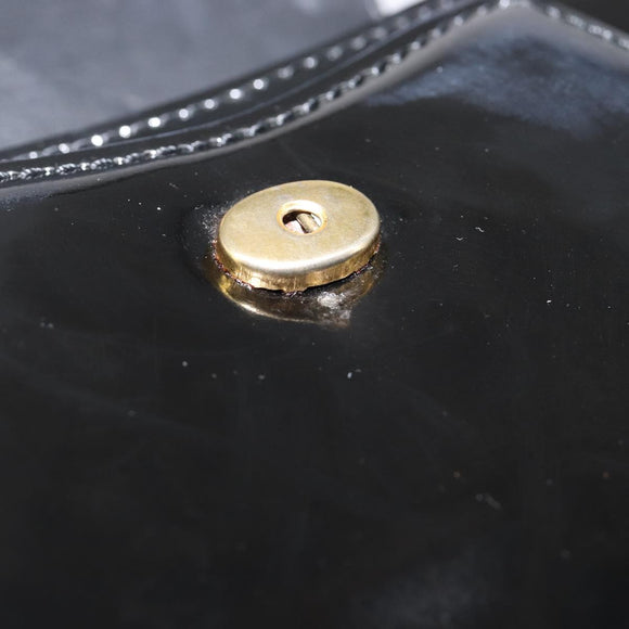 Cartier PANTHERE Hand Bag Patent Leather Black Gold Auth bs37451