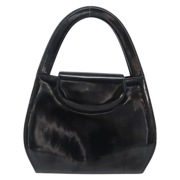 Cartier PANTHERE Hand Bag Patent Leather Black Gold Auth bs37451