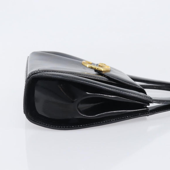 Cartier PANTHERE Hand Bag Patent Leather Black Gold Auth bs37451