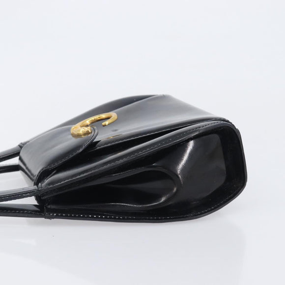 Cartier PANTHERE Hand Bag Patent Leather Black Gold Auth bs37451