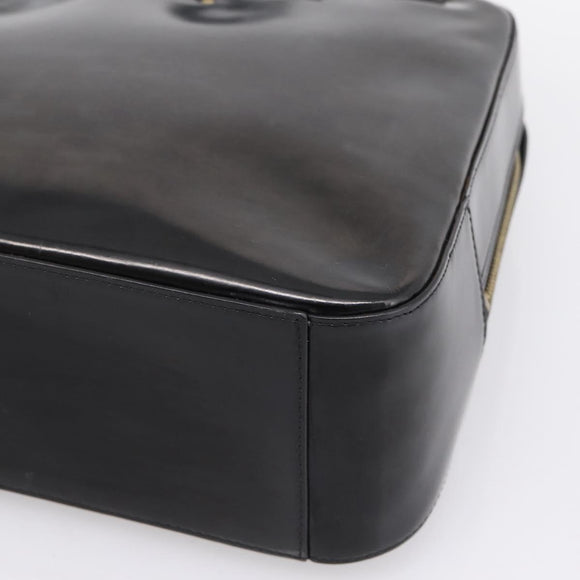 CELINE Hand Bag Patent Leather Black Gold Auth bs37452