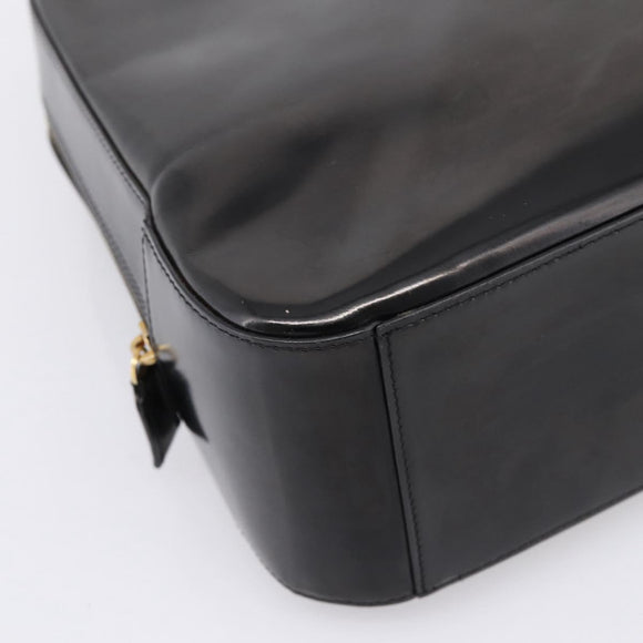 CELINE Hand Bag Patent Leather Black Gold Auth bs37452