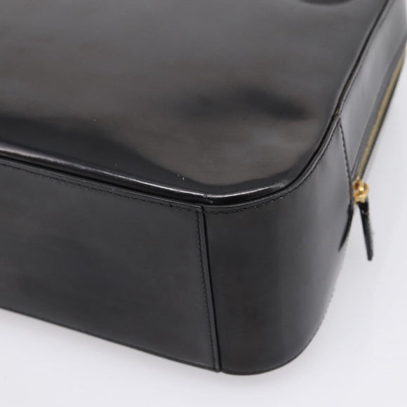 CELINE Hand Bag Patent Leather Black Gold Auth bs37452