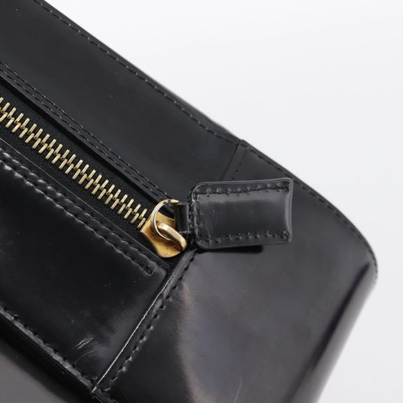 CELINE Hand Bag Patent Leather Black Gold Auth bs37452