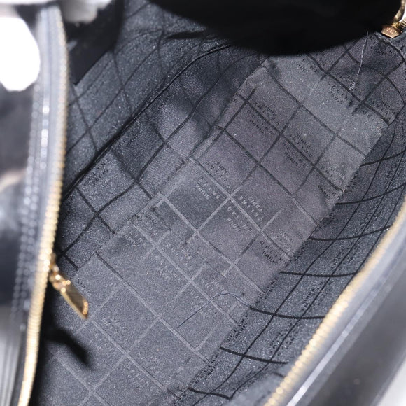 CELINE Hand Bag Patent Leather Black Gold Auth bs37452