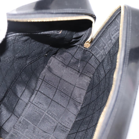 CELINE Hand Bag Patent Leather Black Gold Auth bs37452