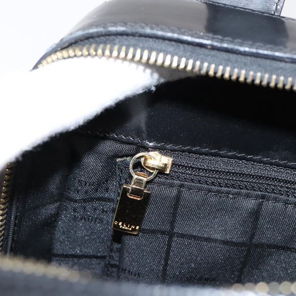 CELINE Hand Bag Patent Leather Black Gold Auth bs37452