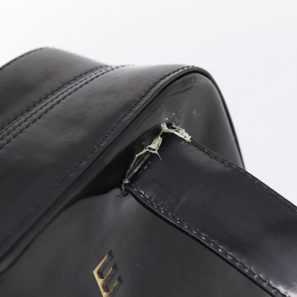 CELINE Hand Bag Patent Leather Black Gold Auth bs37452