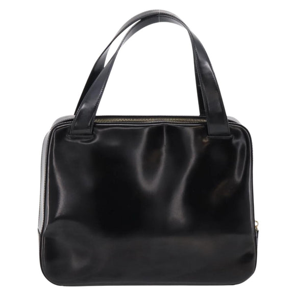 CELINE Hand Bag Patent Leather Black Gold Auth bs37452