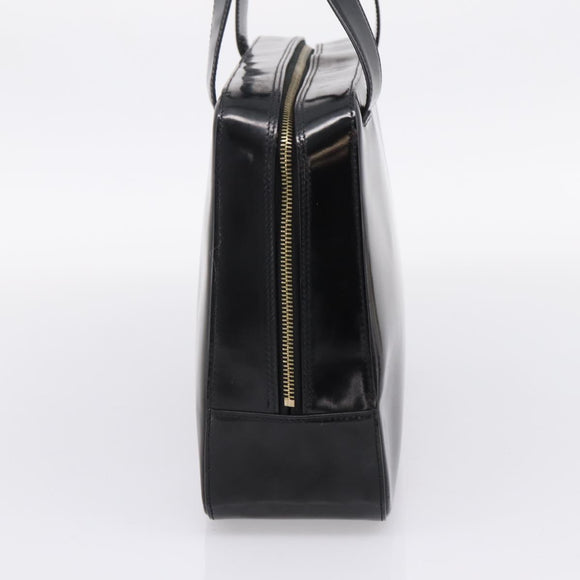 CELINE Hand Bag Patent Leather Black Gold Auth bs37452