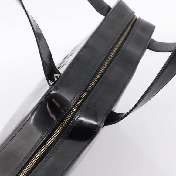 CELINE Hand Bag Patent Leather Black Gold Auth bs37452