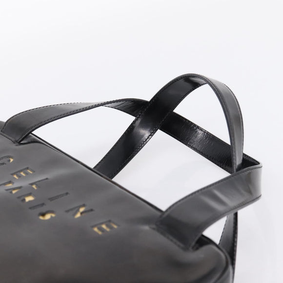 CELINE Hand Bag Patent Leather Black Gold Auth bs37452