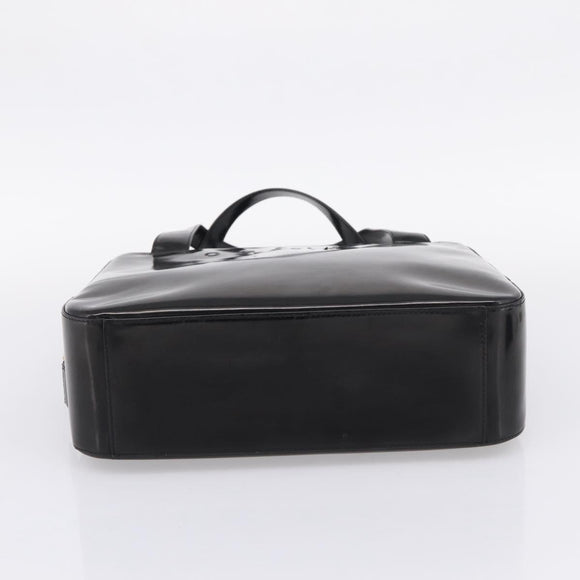 CELINE Hand Bag Patent Leather Black Gold Auth bs37452