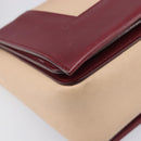 CELINE flame Shoulder Bag Leather Beige Wine Red Auth bs37453-15