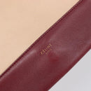 CELINE flame Shoulder Bag Leather Beige Wine Red Auth bs37453-18