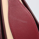 CELINE flame Shoulder Bag Leather Beige Wine Red Auth bs37453-10