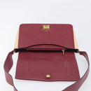 CELINE flame Shoulder Bag Leather Beige Wine Red Auth bs37453-11
