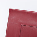 CELINE flame Shoulder Bag Leather Beige Wine Red Auth bs37453-20