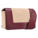 CELINE flame Shoulder Bag Leather Beige Wine Red Auth bs37453-1