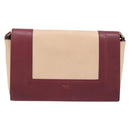 CELINE flame Shoulder Bag Leather Beige Wine Red Auth bs37453-13