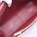 CELINE flame Shoulder Bag Leather Beige Wine Red Auth bs37453-12