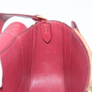 CELINE flame Shoulder Bag Leather Beige Wine Red Auth bs37453-21