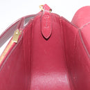 CELINE flame Shoulder Bag Leather Beige Wine Red Auth bs37453-22