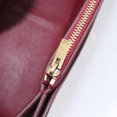 CELINE flame Shoulder Bag Leather Beige Wine Red Auth bs37453-24