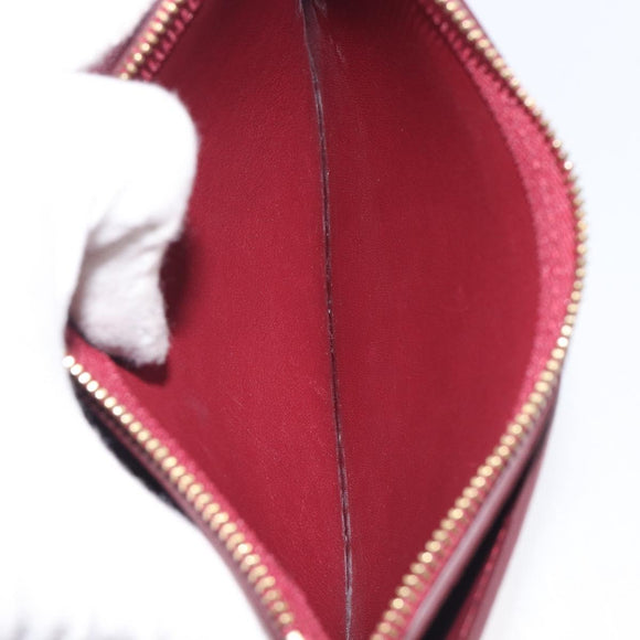 CELINE flame Shoulder Bag Leather Beige Wine Red Auth bs37453