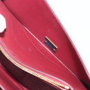 CELINE flame Shoulder Bag Leather Beige Wine Red Auth bs37453-26