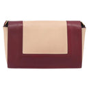 CELINE flame Shoulder Bag Leather Beige Wine Red Auth bs37453-2