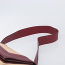 CELINE flame Shoulder Bag Leather Beige Wine Red Auth bs37453-14