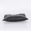 CHANEL Choco Bar Chain Hand Bag Lamb Skin 2way Black Gold CC Auth bs37454-11