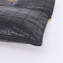 CHANEL Choco Bar Chain Hand Bag Lamb Skin 2way Black Gold CC Auth bs37454-12