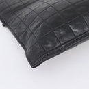 CHANEL Choco Bar Chain Hand Bag Lamb Skin 2way Black Gold CC Auth bs37454-13