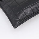 CHANEL Choco Bar Chain Hand Bag Lamb Skin 2way Black Gold CC Auth bs37454-15