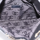 CHANEL Choco Bar Chain Hand Bag Lamb Skin 2way Black Gold CC Auth bs37454-17