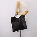 CHANEL Choco Bar Chain Hand Bag Lamb Skin 2way Black Gold CC Auth bs37454-23