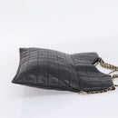 CHANEL Choco Bar Chain Hand Bag Lamb Skin 2way Black Gold CC Auth bs37454-5