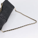 CHANEL Choco Bar Chain Hand Bag Lamb Skin 2way Black Gold CC Auth bs37454-9
