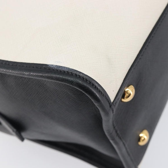 PRADA Hand Bag Safiano Leather White Gold Auth bs37455A