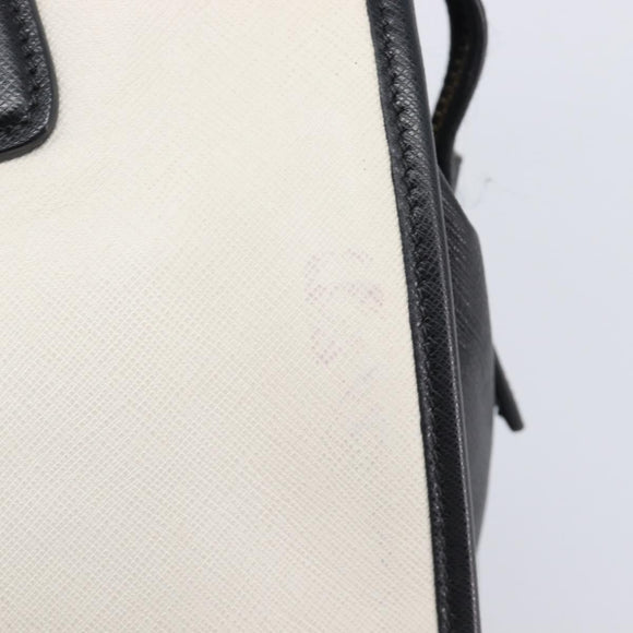 PRADA Hand Bag Safiano Leather White Gold Auth bs37455A