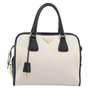 PRADA Hand Bag Safiano Leather White Gold Auth bs37455A-13