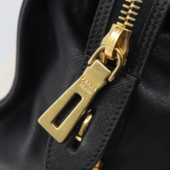 PRADA Hand Bag Safiano Leather White Gold Auth bs37455A
