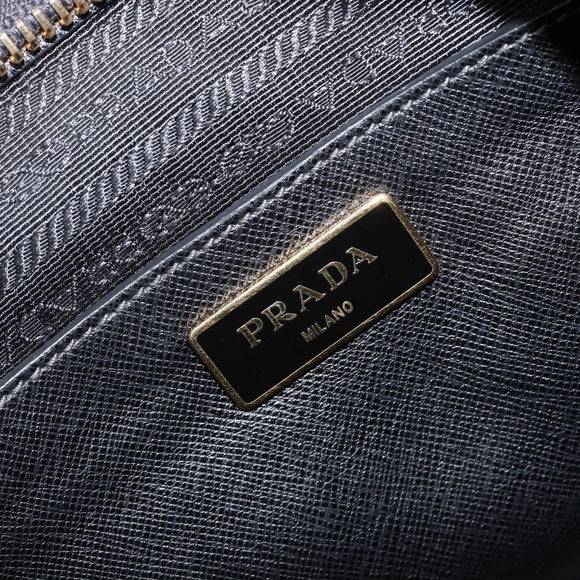 PRADA Hand Bag Safiano Leather White Gold Auth bs37455A