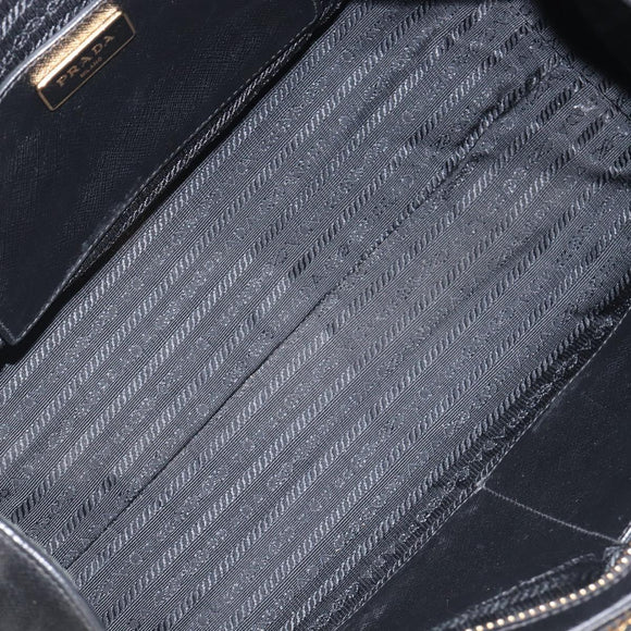 PRADA Hand Bag Safiano Leather White Gold Auth bs37455A