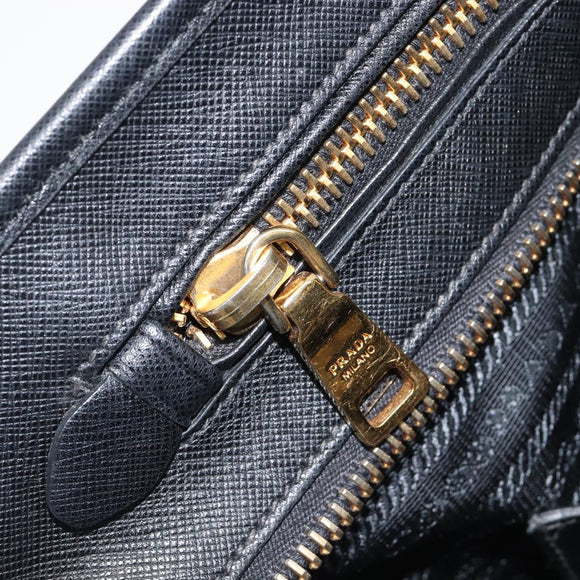 PRADA Hand Bag Safiano Leather White Gold Auth bs37455A