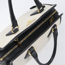 PRADA Hand Bag Safiano Leather White Gold Auth bs37455A-9